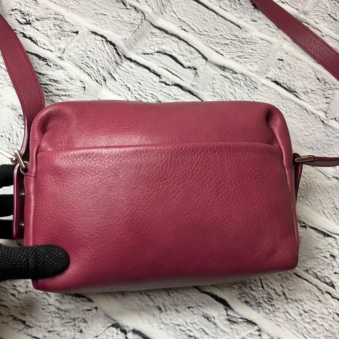 美品✨ヒロフ 現行モデル ヴィータ シボ革 Hロゴ ショルダーバッグ 斜め掛け