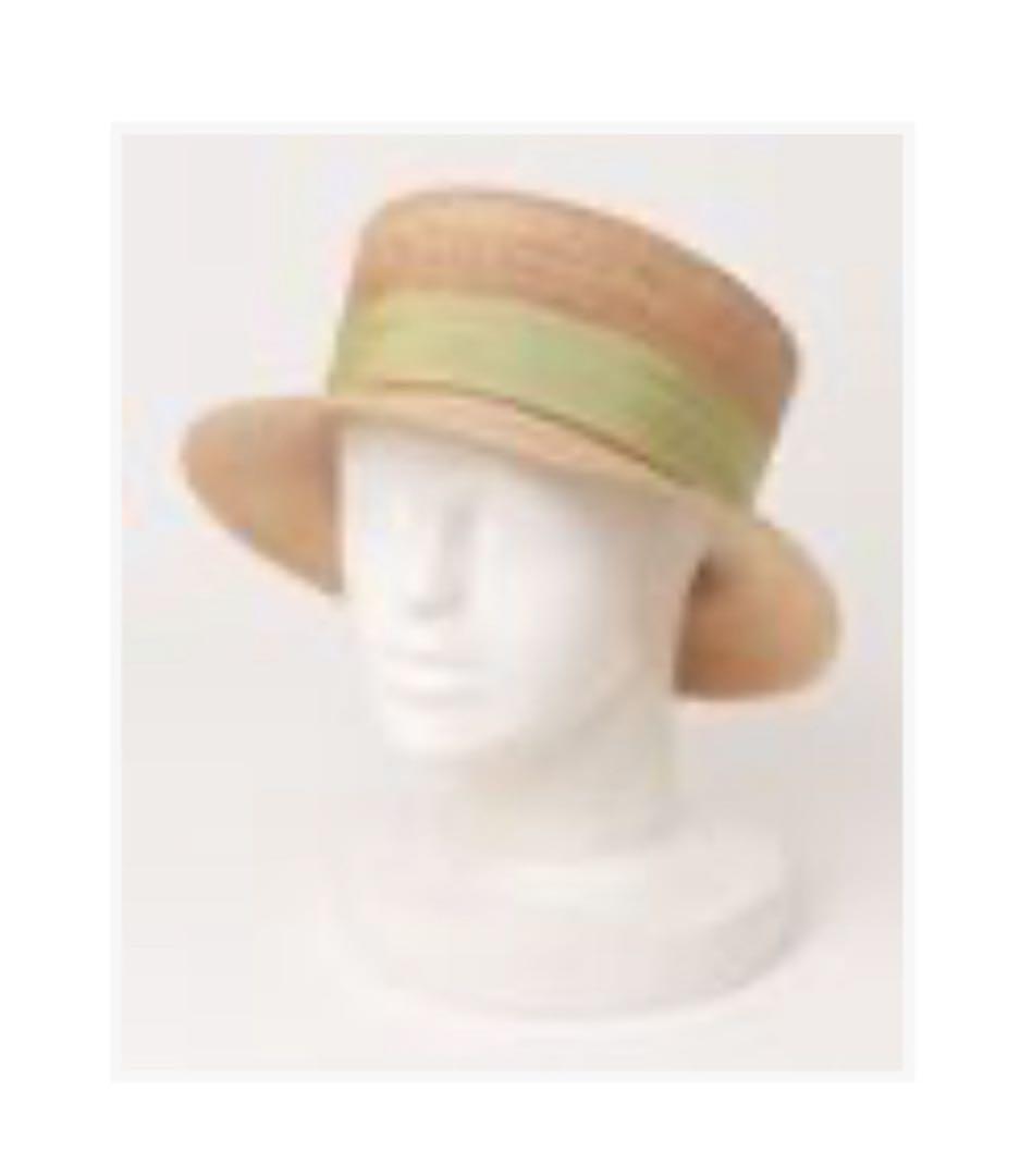 foxeyストローハット 緑リボン付き