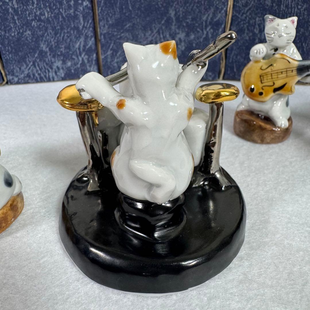 九谷焼　JAZZ ジャズ　ネコ　ピアノ　トランペット　サックス　ギター　ベース