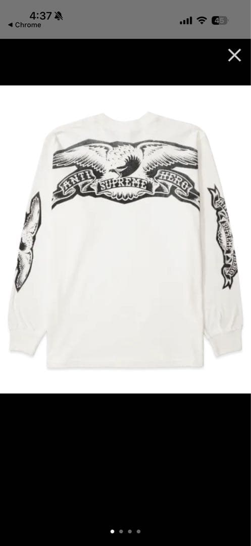トップス Supreme x ANTIHERO Eagle L/S Tee White L