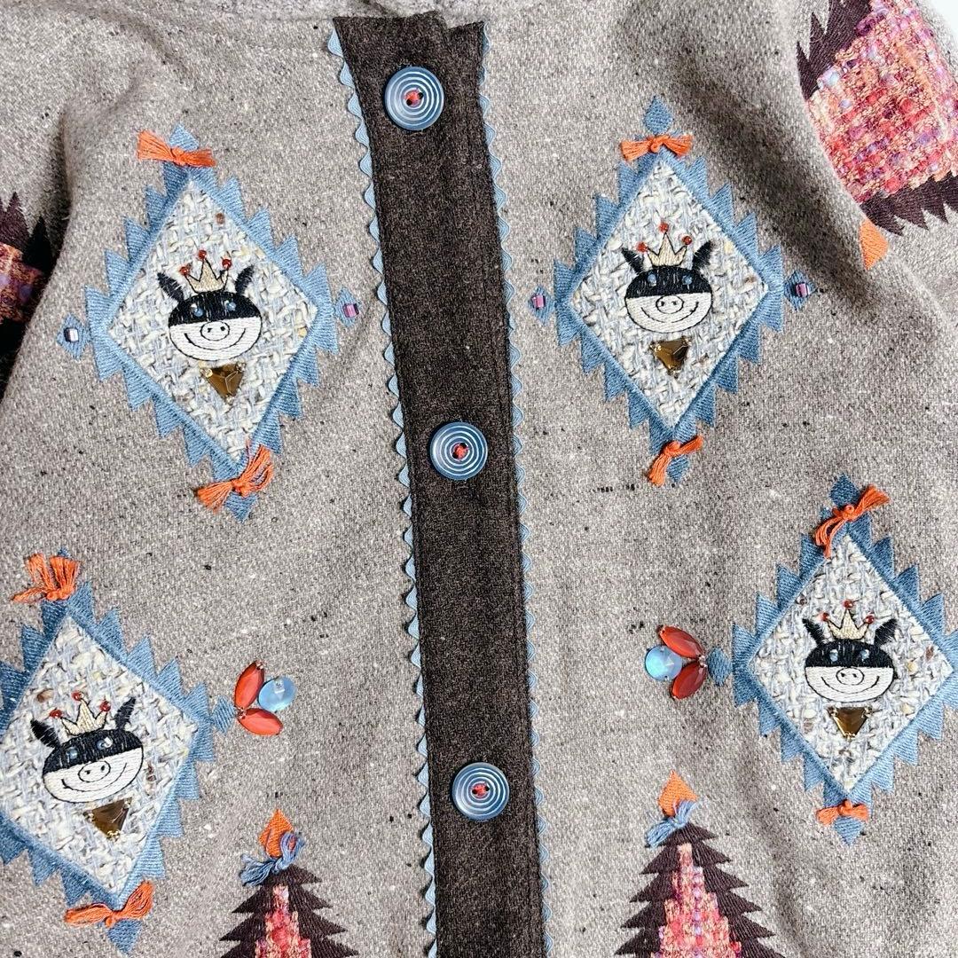 希少✨オレボレブラ チンチラモチーフ ぶたさん ロングコート 刺繍 ビジュー F