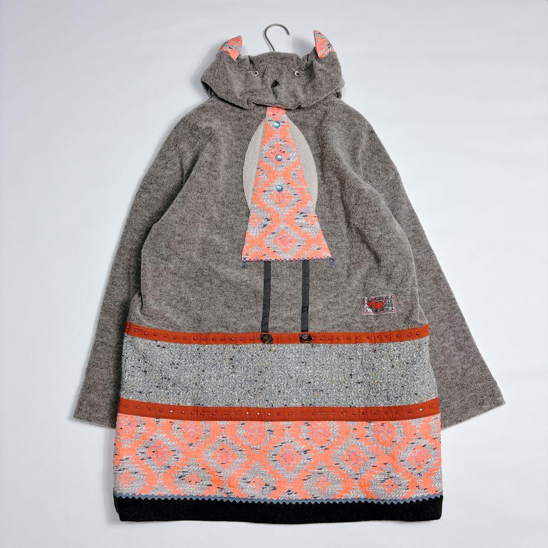 希少✨オレボレブラ チンチラモチーフ ぶたさん ロングコート 刺繍 ビジュー F