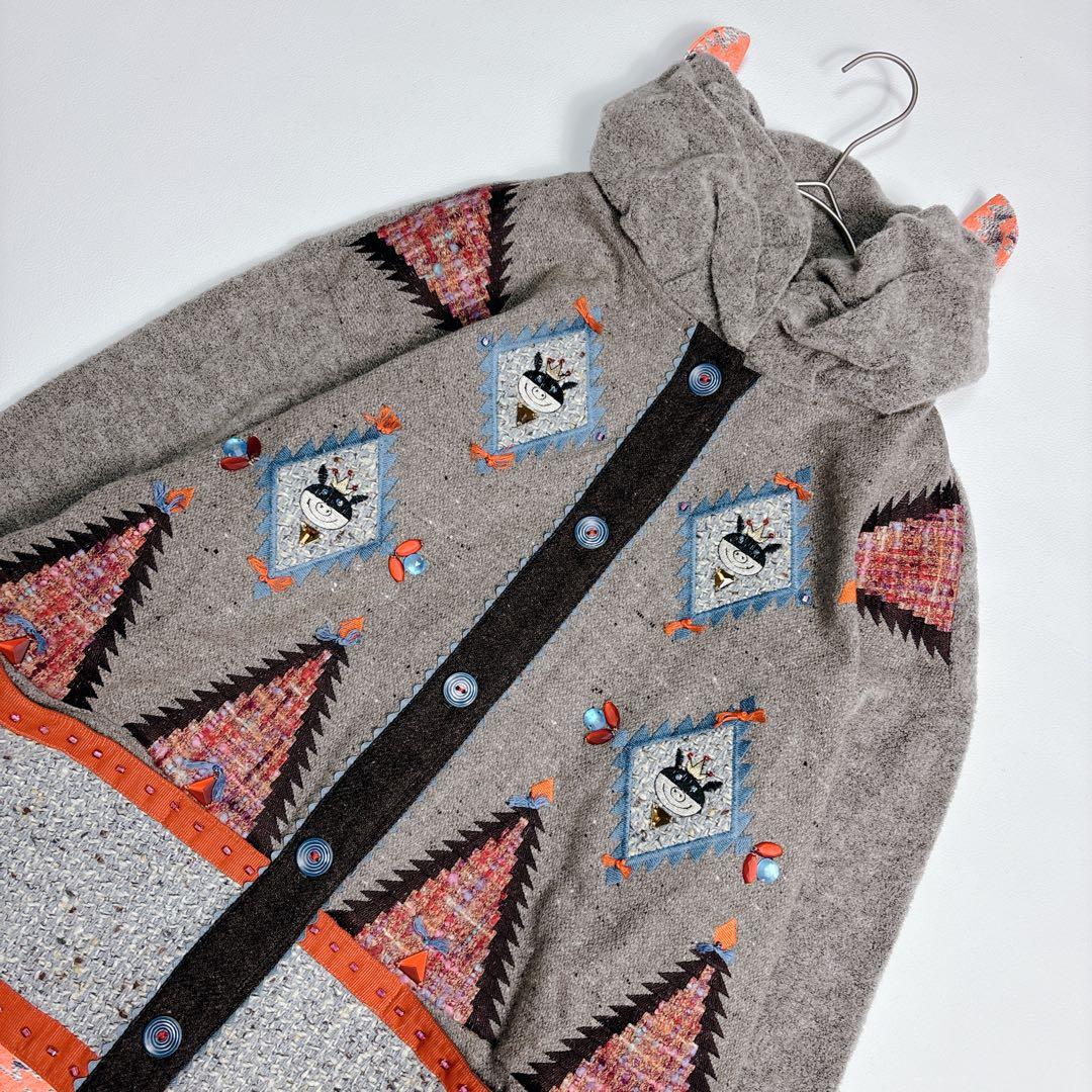 希少✨オレボレブラ チンチラモチーフ ぶたさん ロングコート 刺繍 ビジュー F