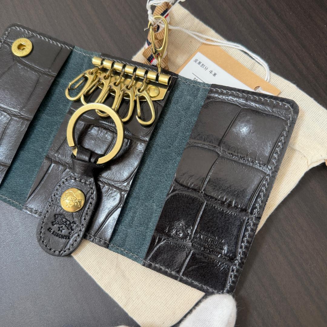 【新品未使用】イルビゾンテ キーケース ダークグレー クロコ柄