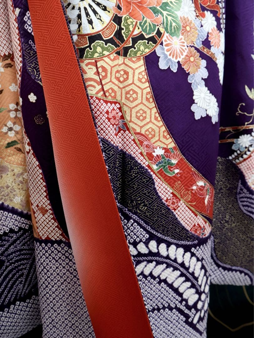 振袖セット 紫 絞り 芍薬