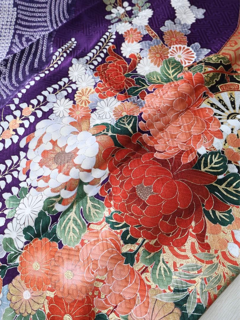 振袖セット 紫 絞り 芍薬