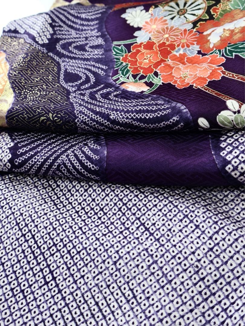 振袖セット 紫 絞り 芍薬