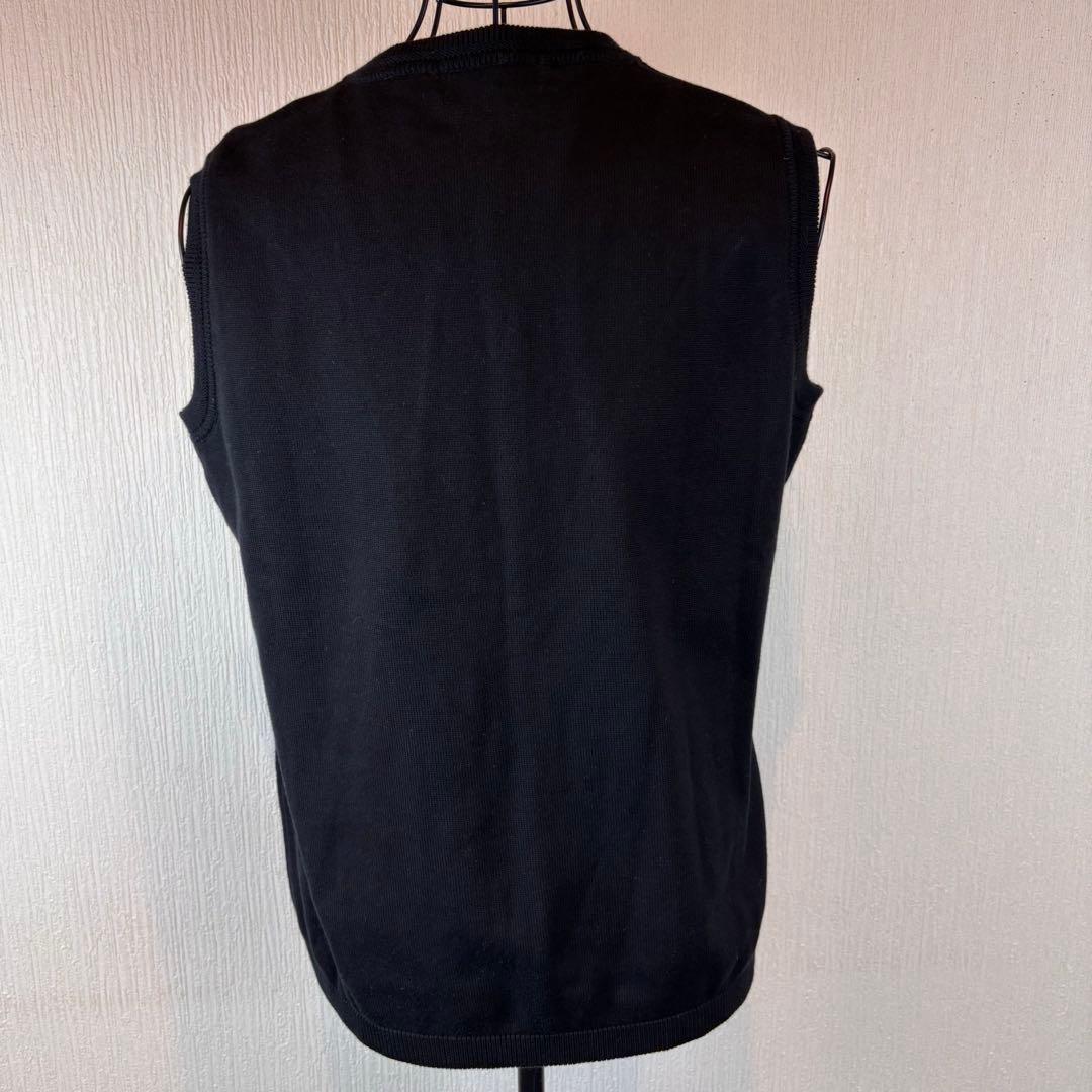 ★KENZO GOLF★M★黒ベスト★左下ロゴ刺繍★綿100%★着やすくカッコ良