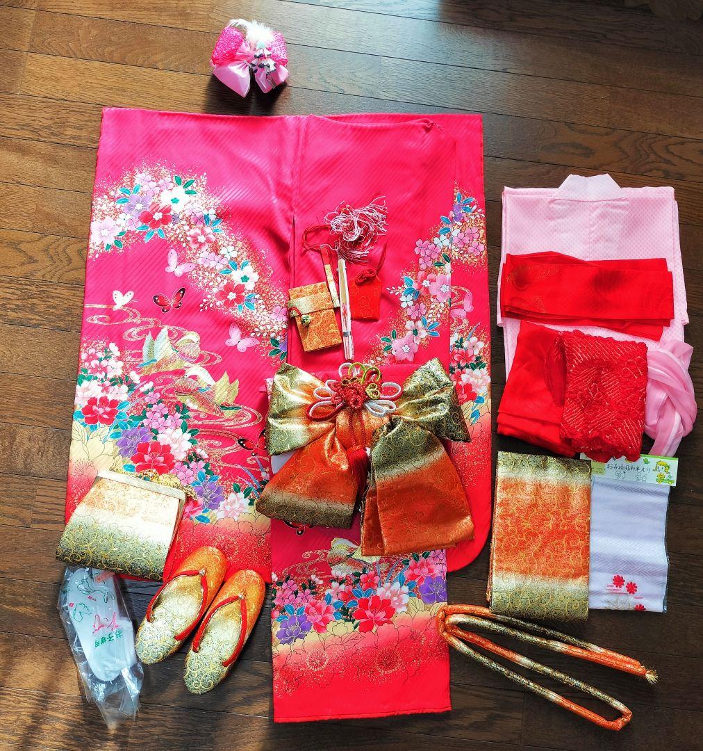 値下げ交渉可 七五三 アンティーク着物 フルセット 小物付き　正絹　7歳