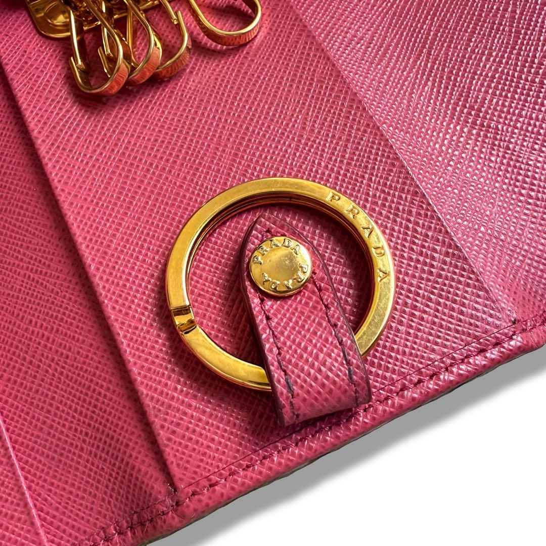 【美品】PRADA　サフィアーノレザーキーケース　4連　ピンク