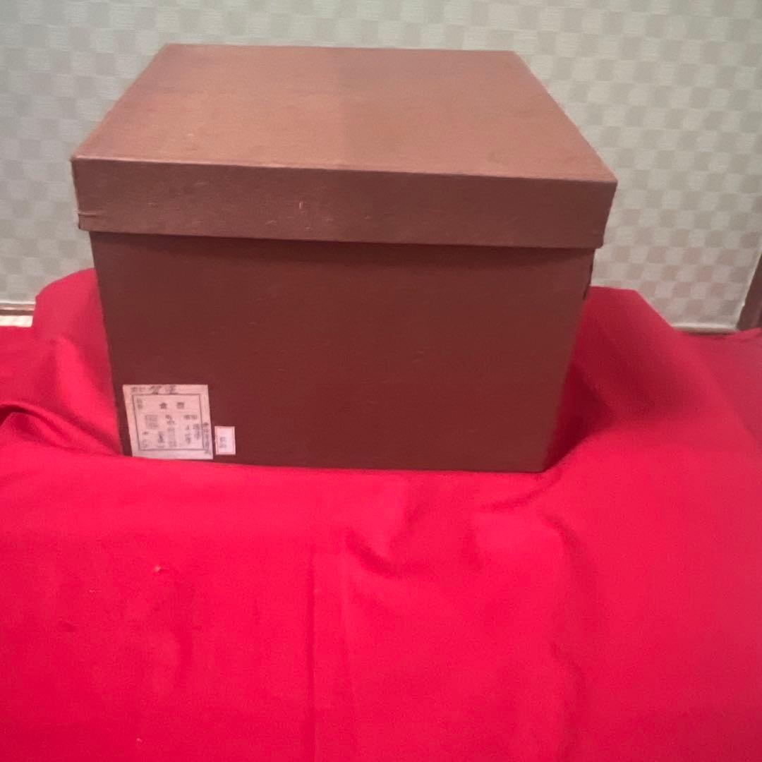 未使用品　中村宗悦　溜塗千筋　海松貝蒔絵　金次　食籠　供箱　共布