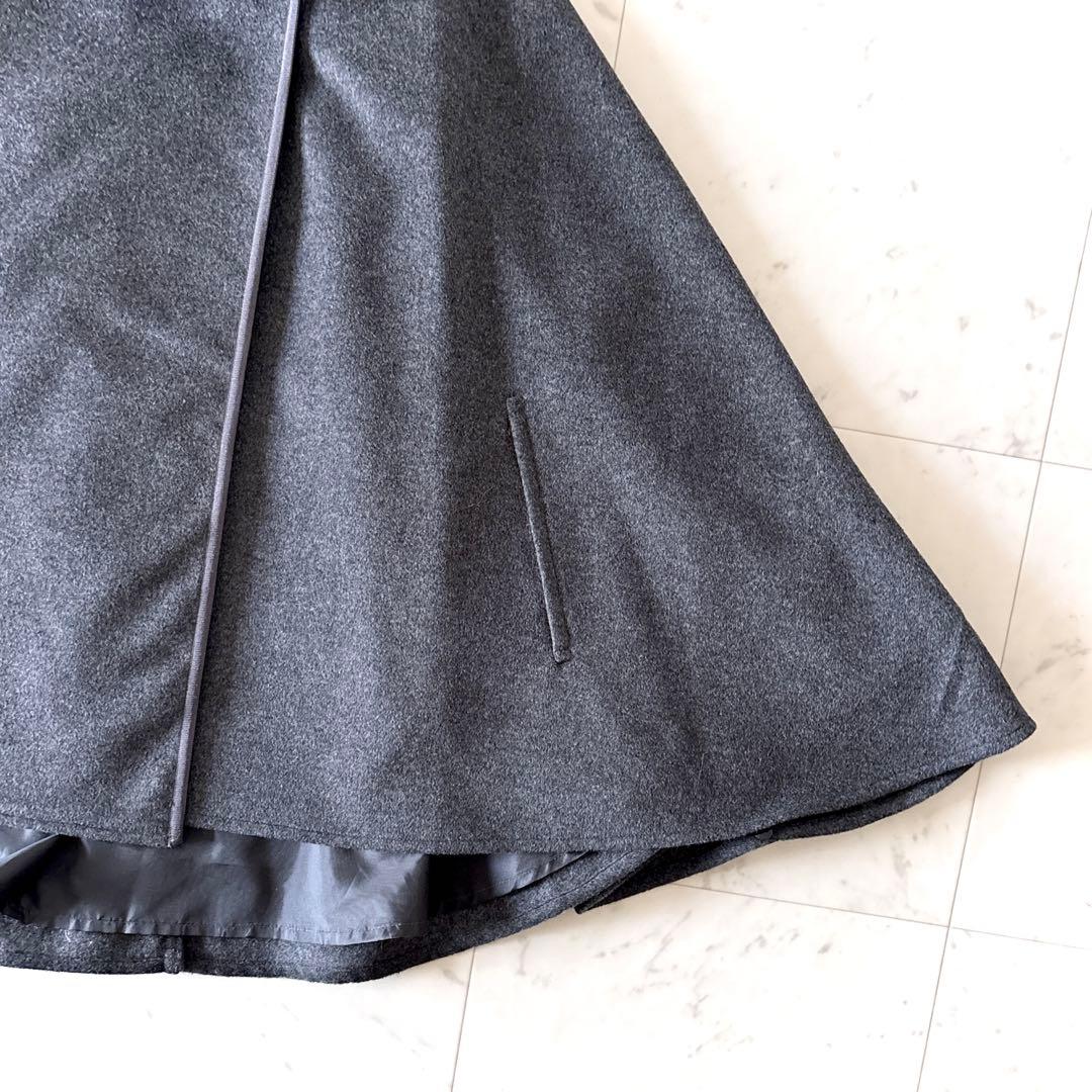 極美品 アマカ AMACA フォックスファー 2way ウールポンチョ コート