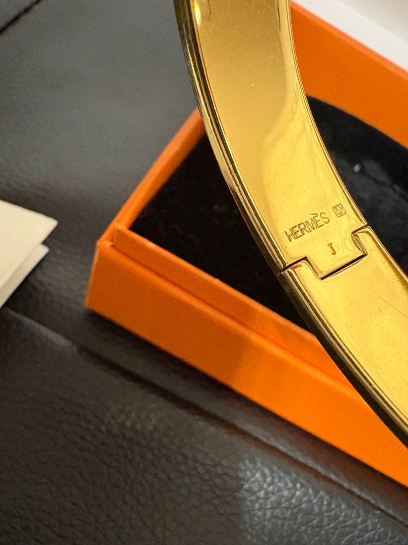 HERMES エナメルバングル クリックh ゴールド/ホワイト
