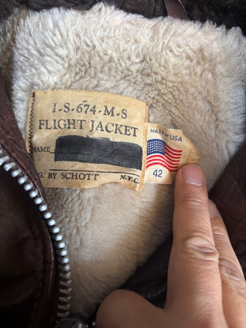 schott G-1 フライトジャケット　42 70s 60s ビンテージ　茶