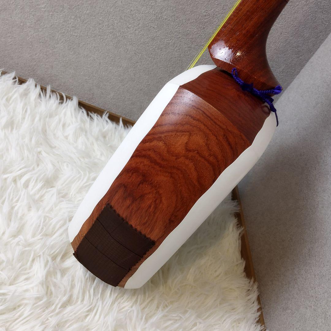 比較的美品　初心者おすすめ　津軽三味線　太棹　正寸　合皮　花梨　胴掛け　糸付属