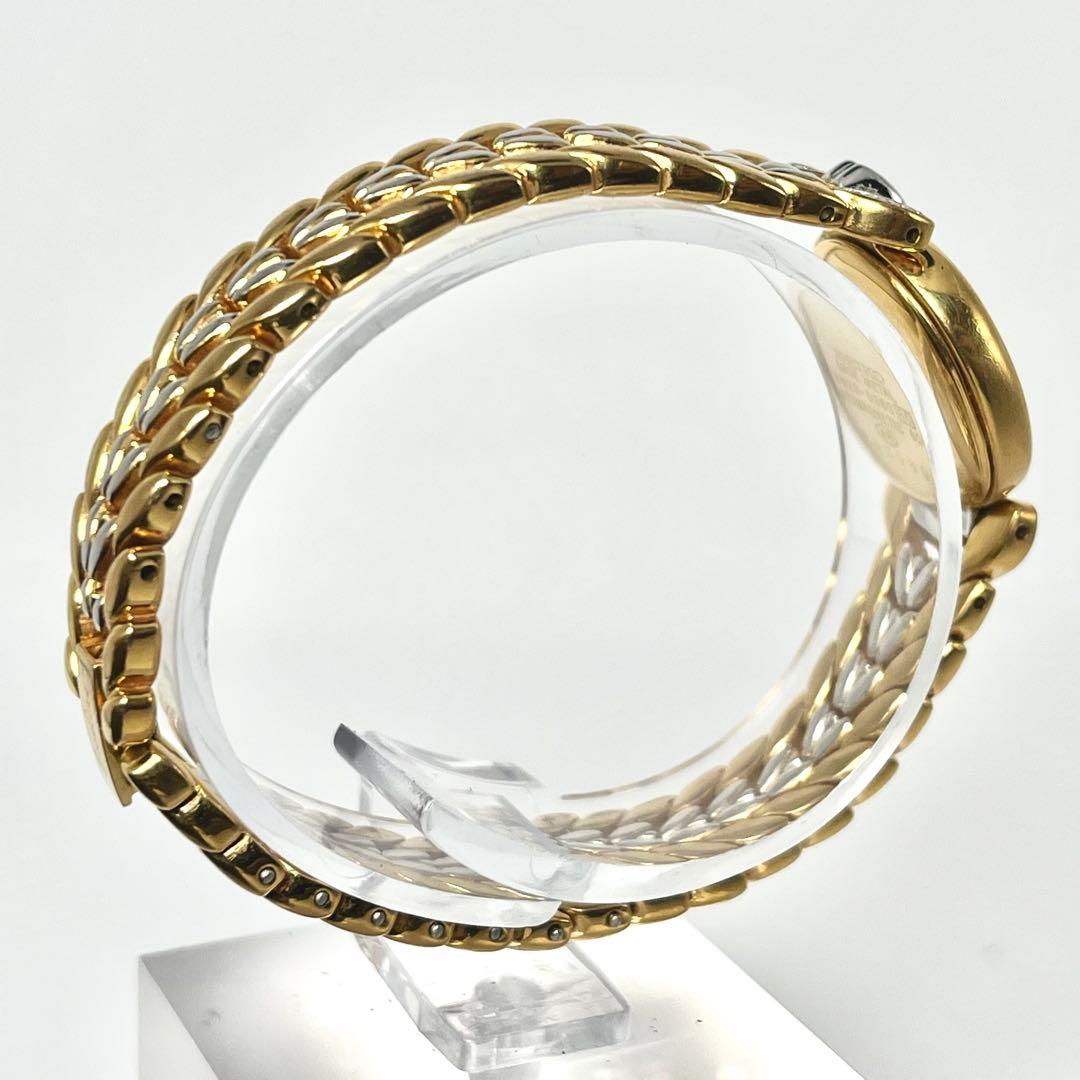 【稼働品】セイコー エクセリーヌ ゴールドベゼル クォーツ 腕時計 4Pストーン