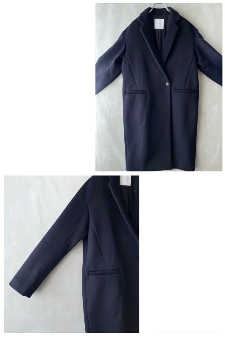 極美品✨エストネーション　毛100% コクーン　チェスターコート　ネイビー 36