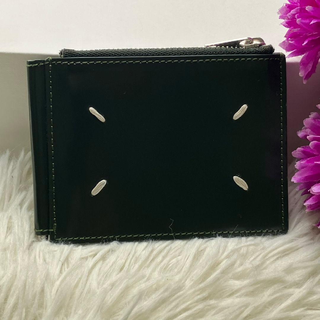 ✨未使用級美品✨マルジェラ　マネークリップ　小銭入れ　ステッチ　緑