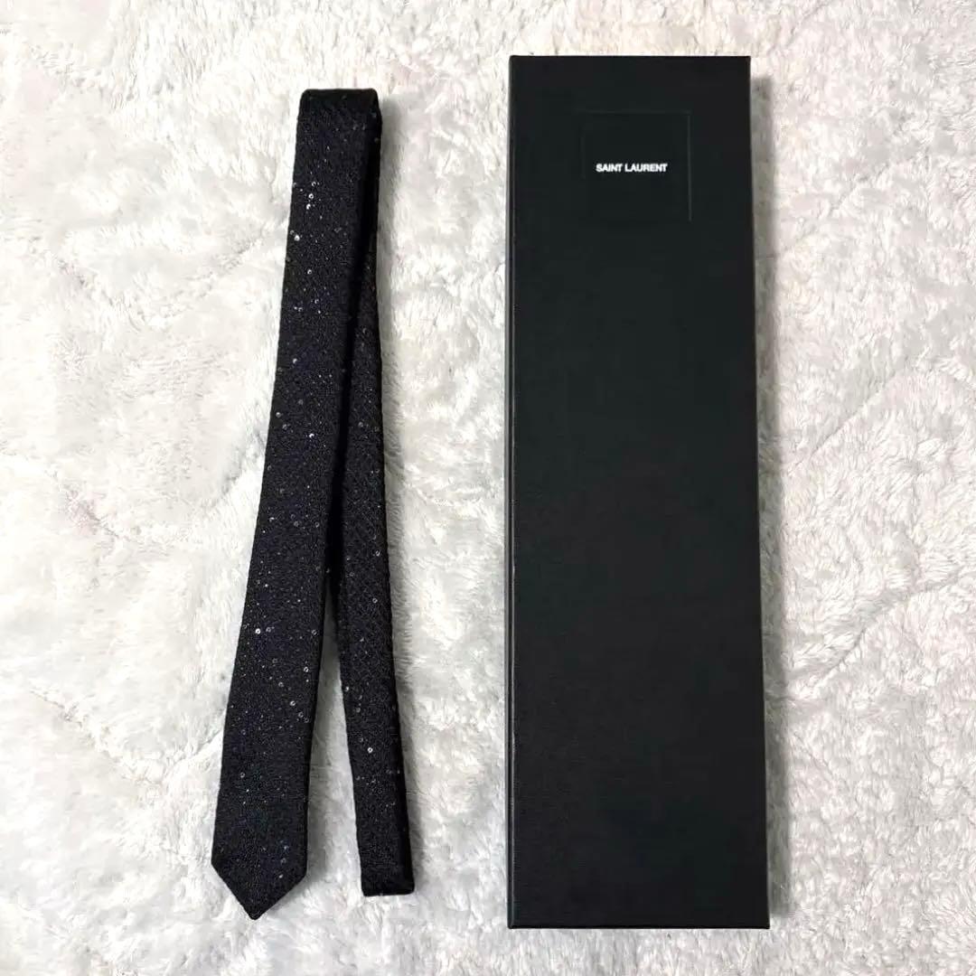 Saint Laurent Paris ネクタイ ナロータイ ソリッド ラメ