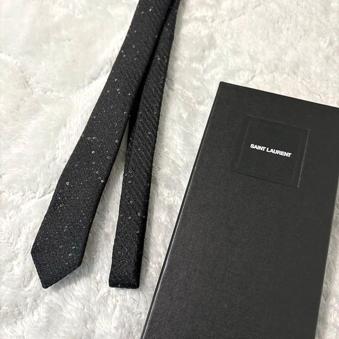 Saint Laurent Paris ネクタイ ナロータイ ソリッド ラメ