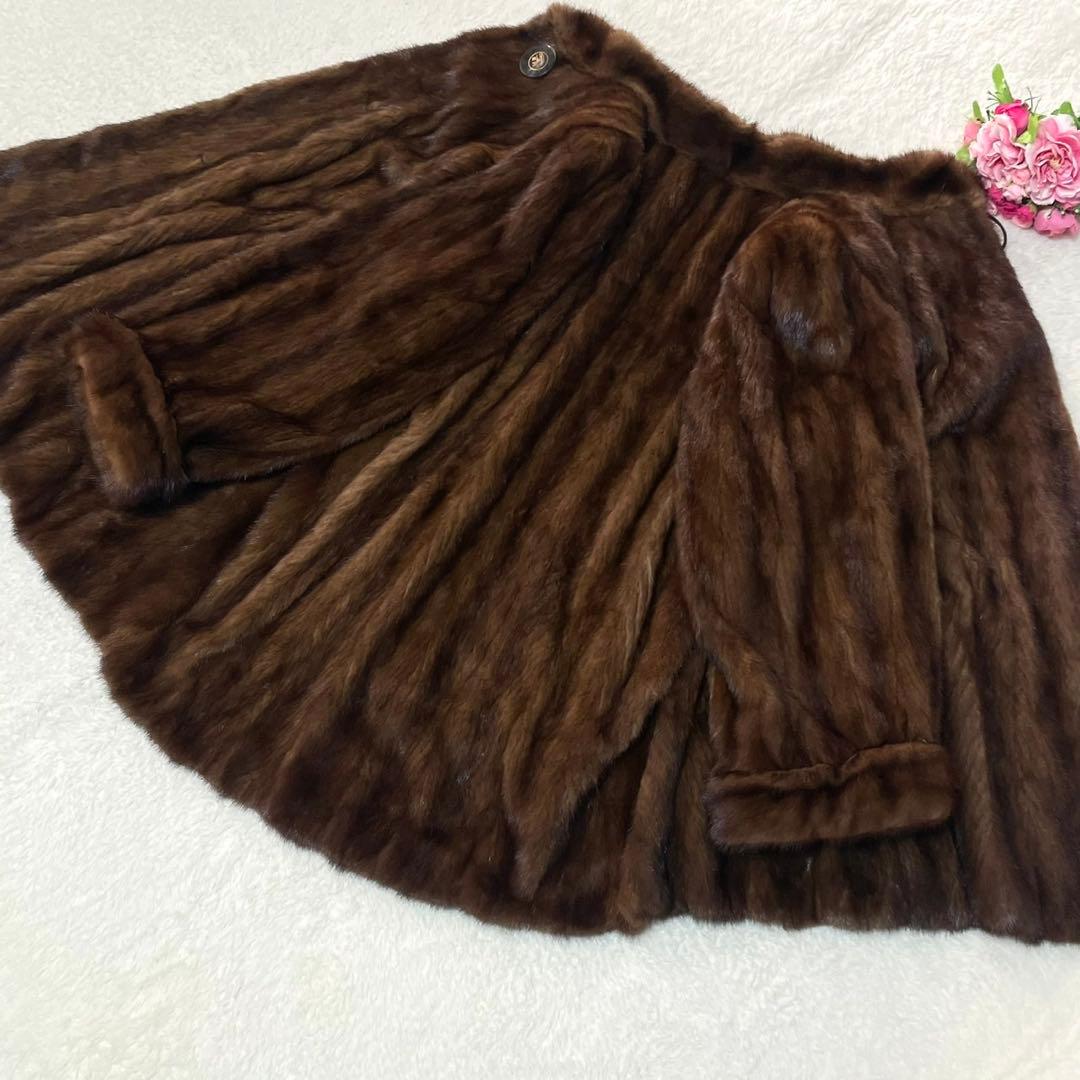 なめし柔らか◎デミバフミンク 本毛皮 ファーコート XL相当 リアルファー