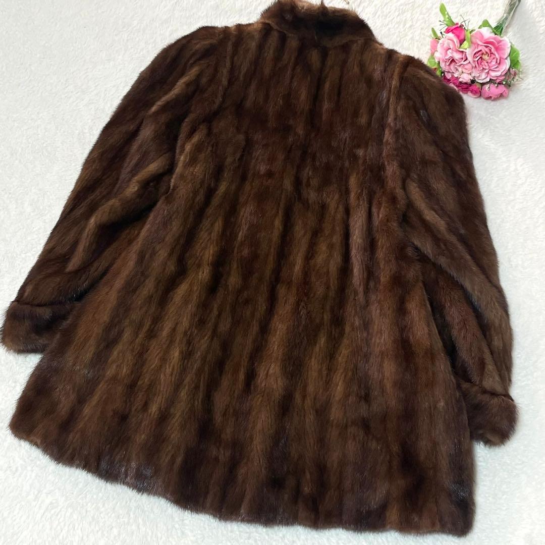 なめし柔らか◎デミバフミンク 本毛皮 ファーコート XL相当 リアルファー