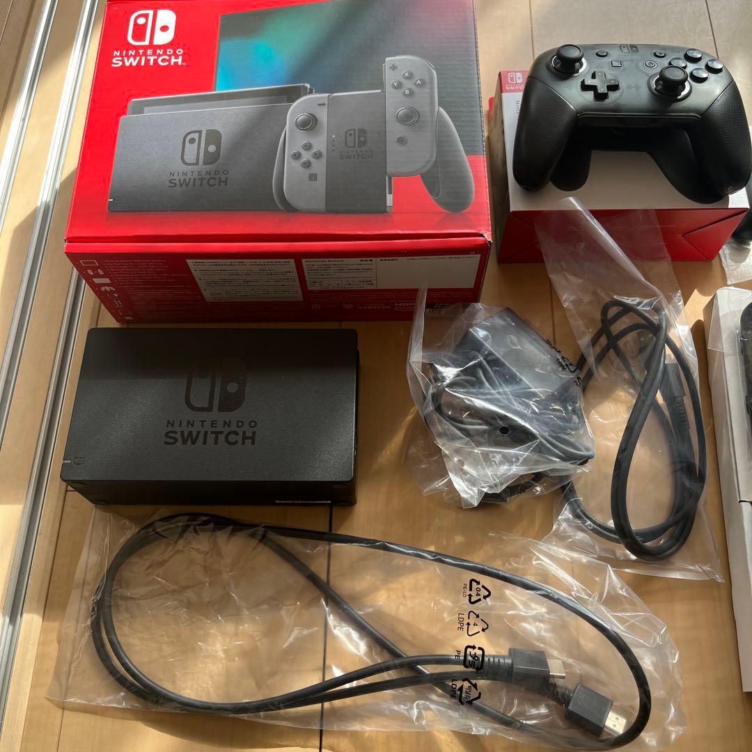 Nintendo Switch 本体 ブラック グレー　proコントローラー付き
