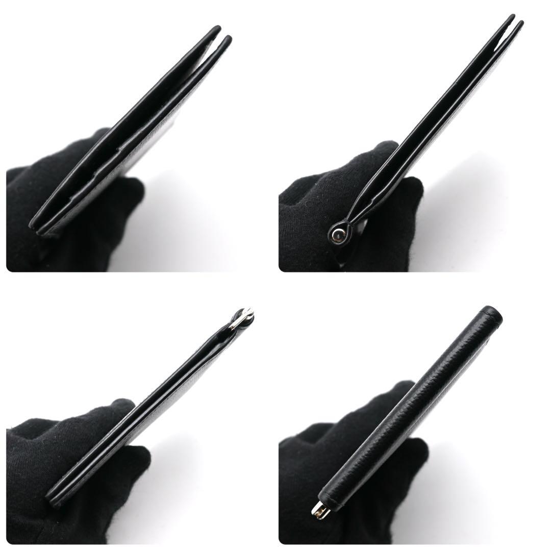 サンローラン マネークリップ キャビアスキン ブラック 二つ折り財布