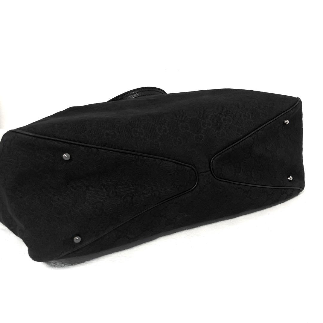 美品　グッチ　GUCCI トートバッグ　黒　ショルダーバッグ　キャンバス　GG