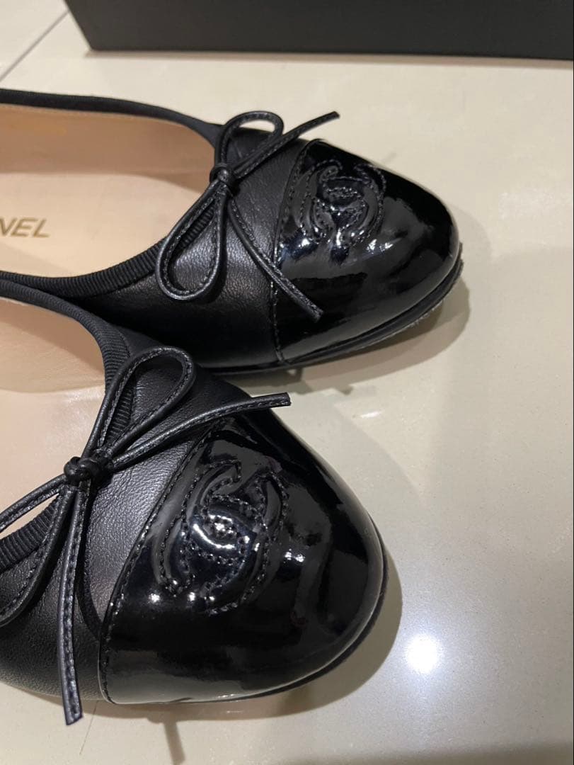 CHANEL バレエシューズ フラット リボン　37.5