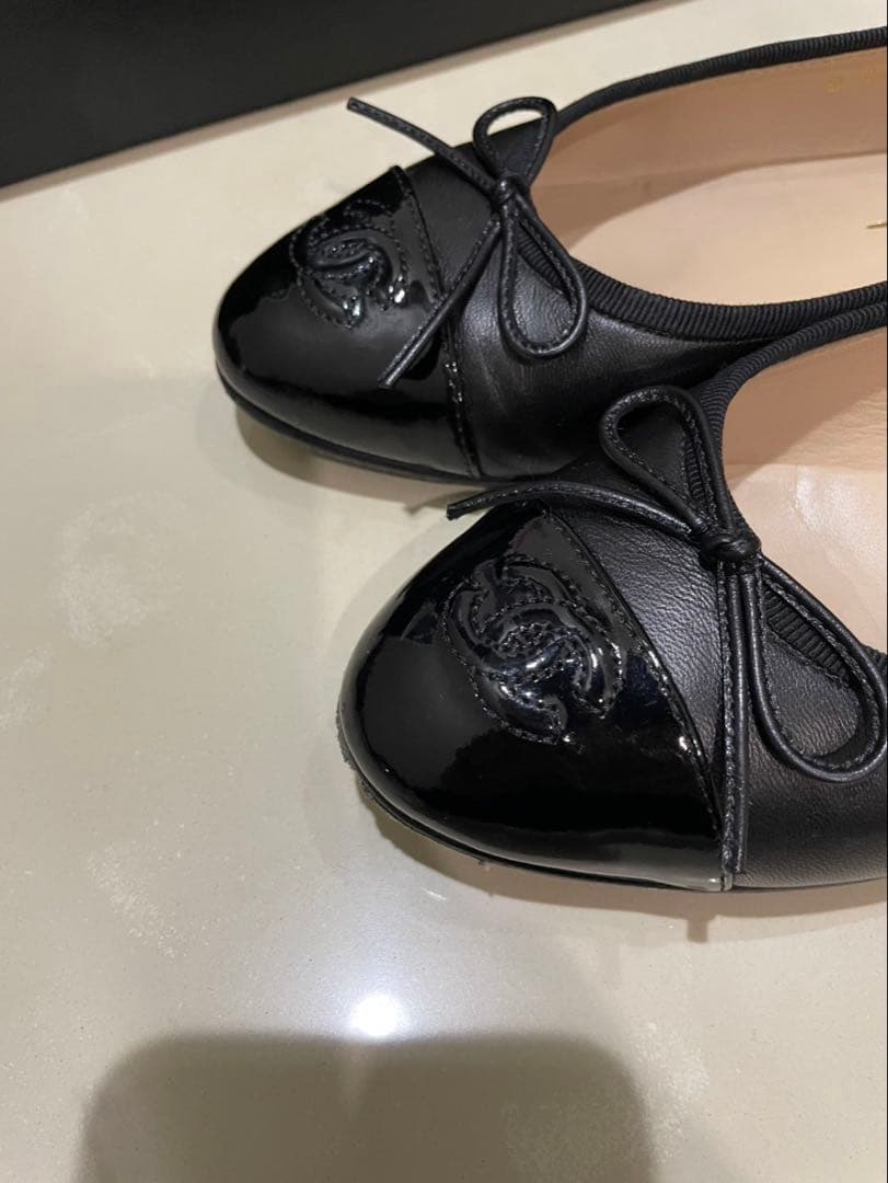 CHANEL バレエシューズ フラット リボン　37.5