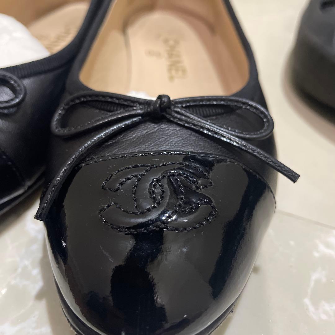 CHANEL バレエシューズ フラット リボン　37.5