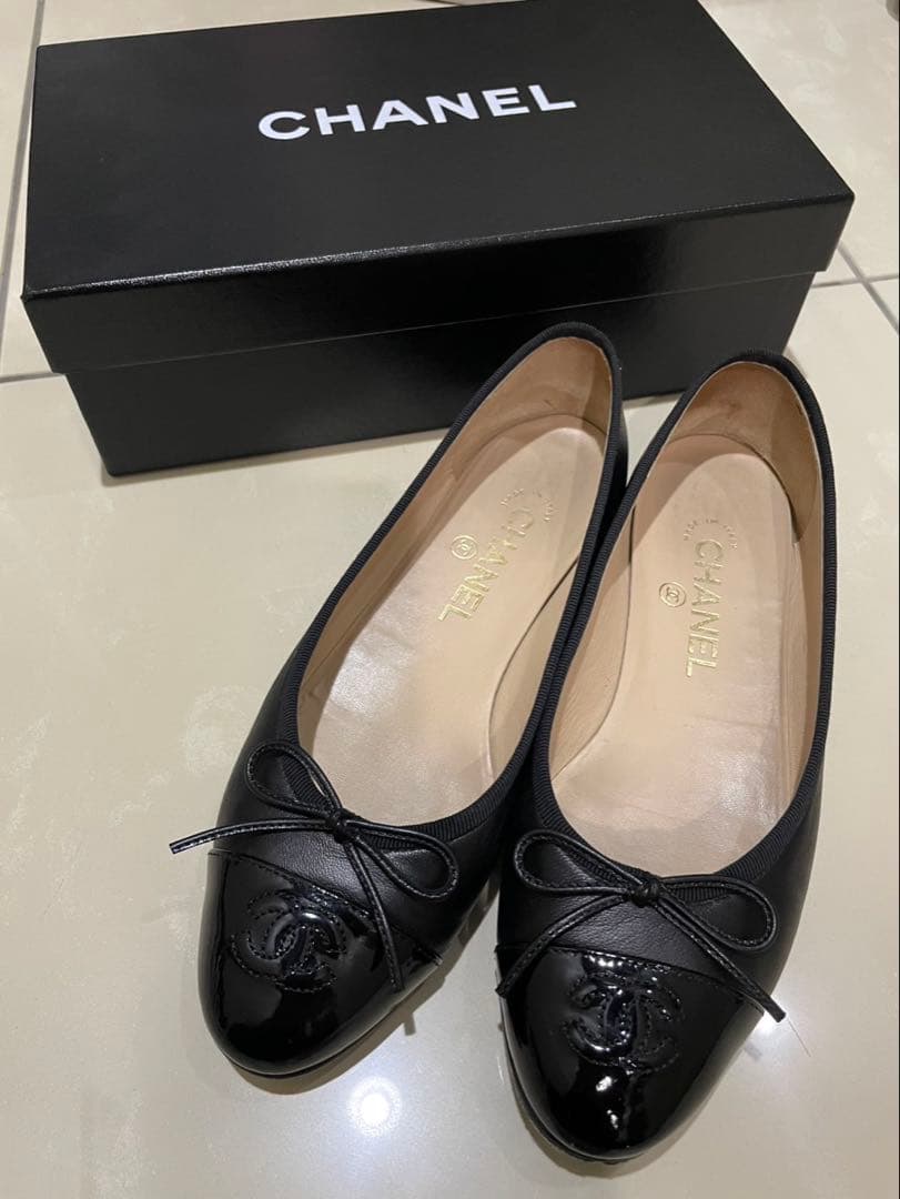 CHANEL バレエシューズ フラット リボン　37.5