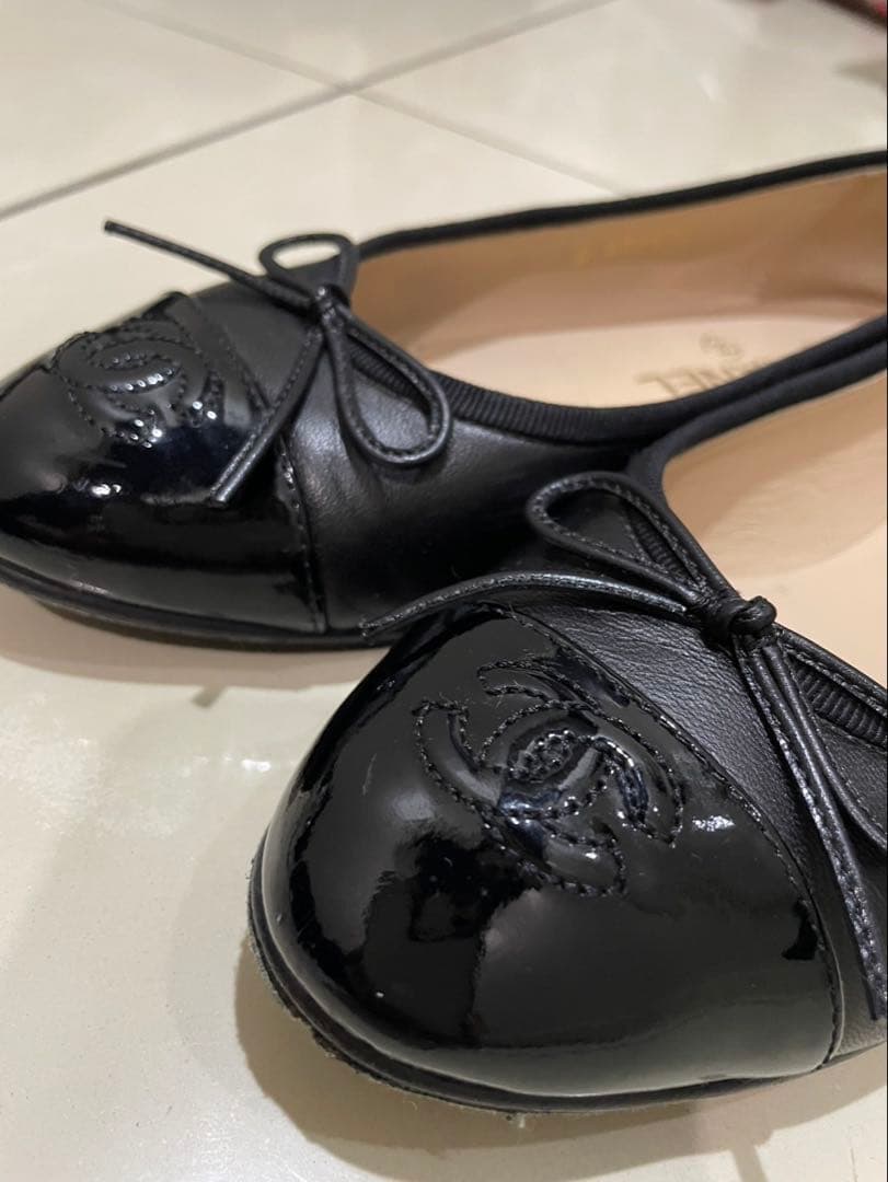 CHANEL バレエシューズ フラット リボン　37.5