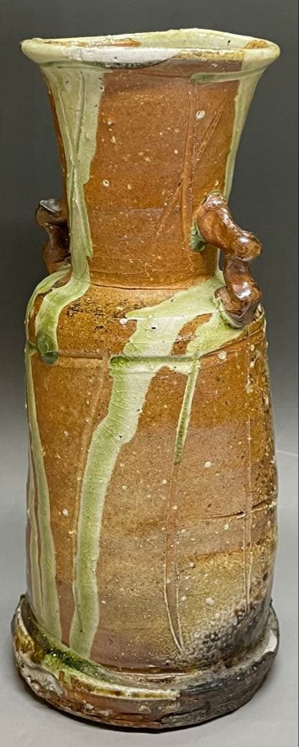 伊賀焼　古伊賀　耳付花入　即中斎書付　割銘　d077