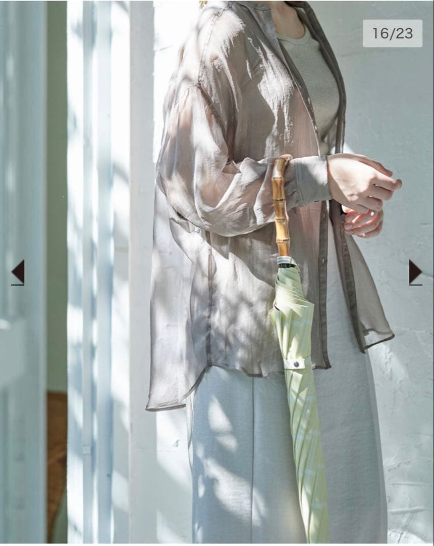 サンバリア100 長傘 Mサイズ チェック イエロー 竹手元