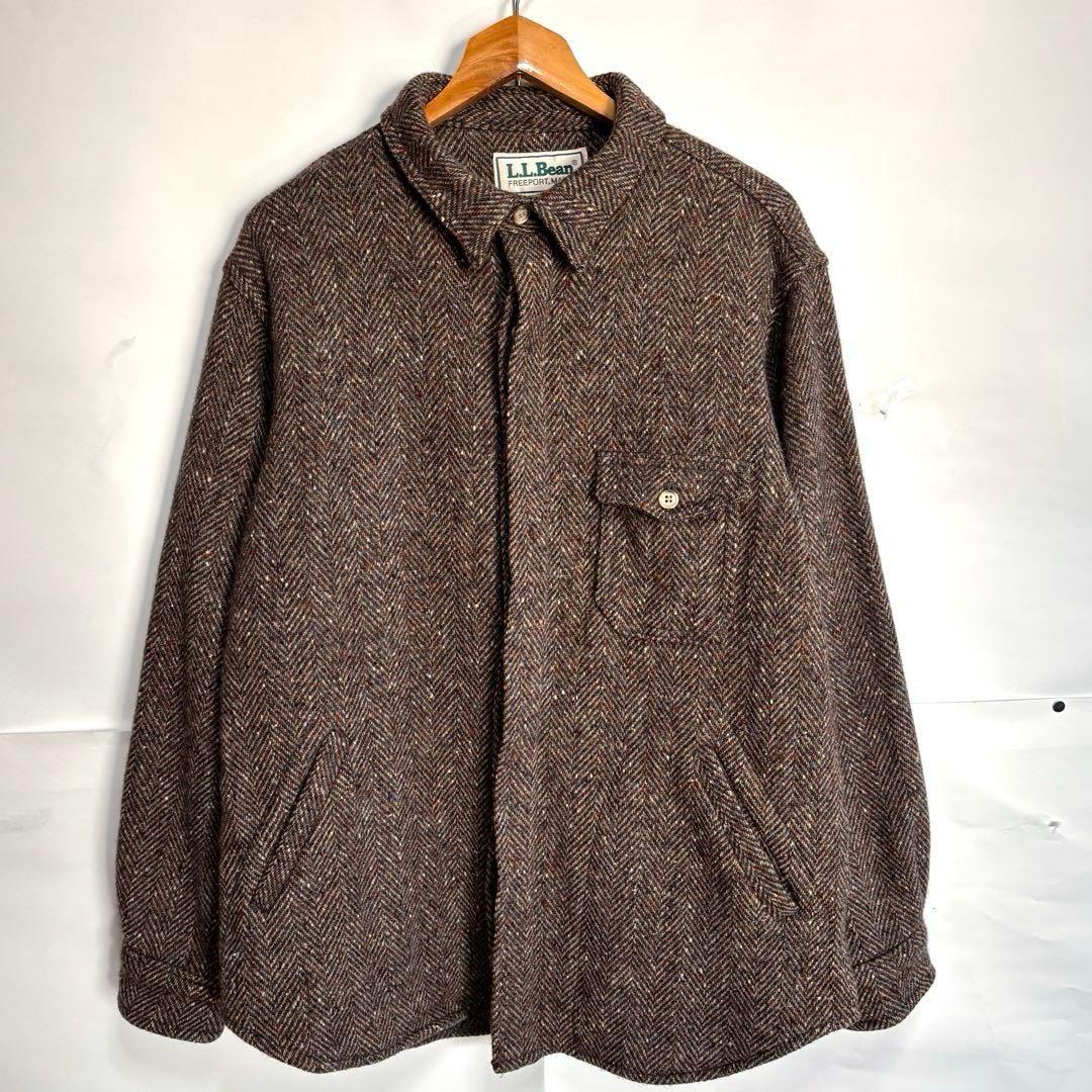 美品80sエルエルビーン　USA製　ヘリンボーンネップツイードジャケット　ウール