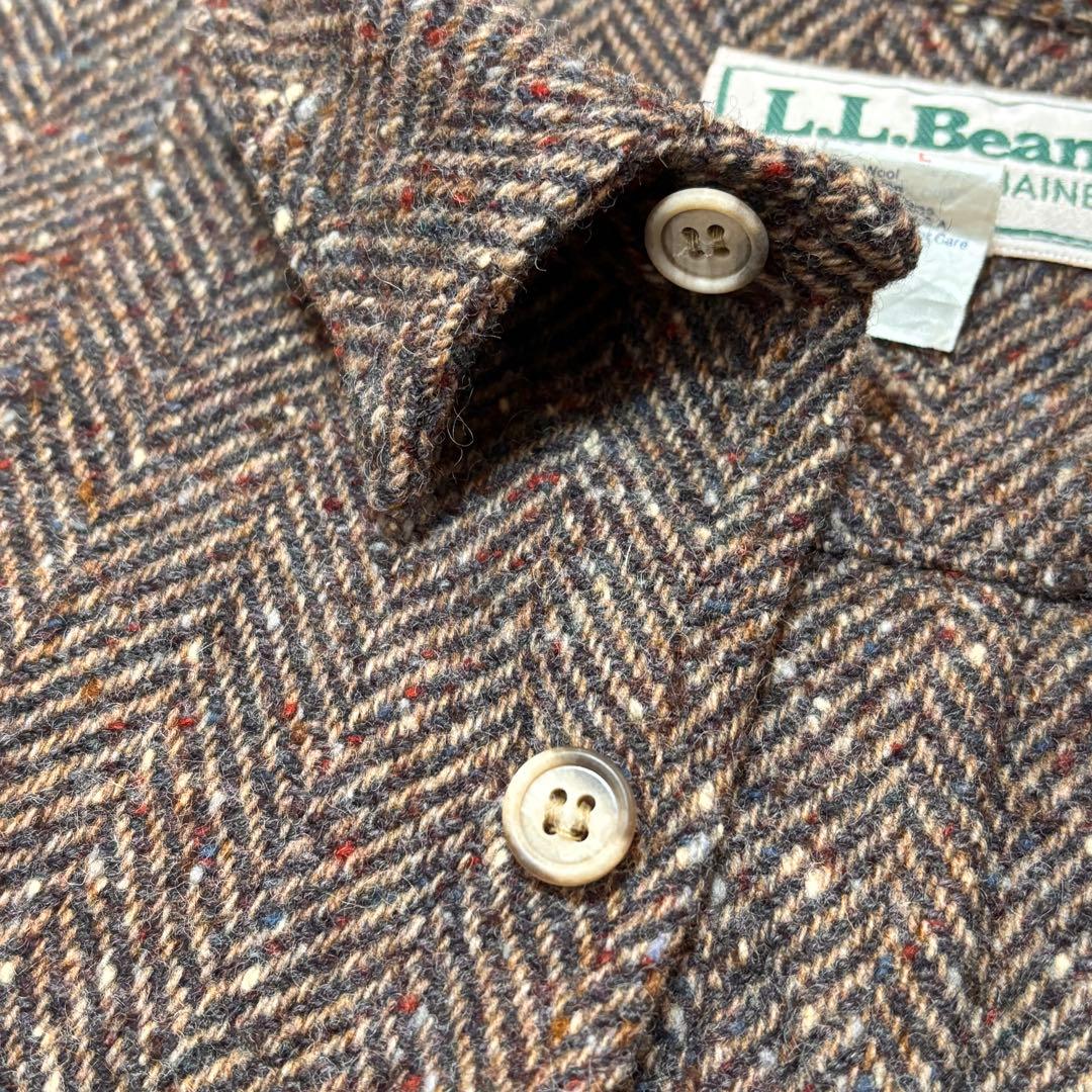 美品80sエルエルビーン　USA製　ヘリンボーンネップツイードジャケット　ウール