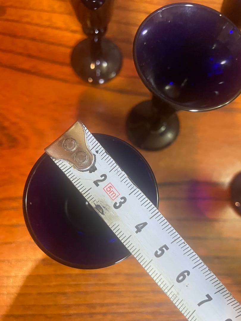 長崎ガラス　瑠璃色ガラス　ちろり×1 杯×5