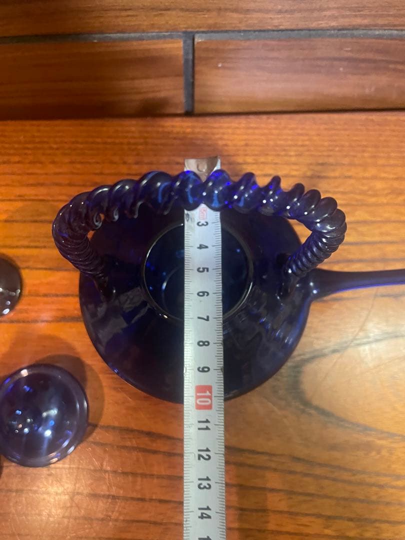 長崎ガラス　瑠璃色ガラス　ちろり×1 杯×5