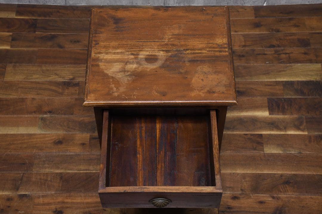 EEK59 アジアンアンティーク調 2段 サイドチェスト シーシャムウッド無垢材