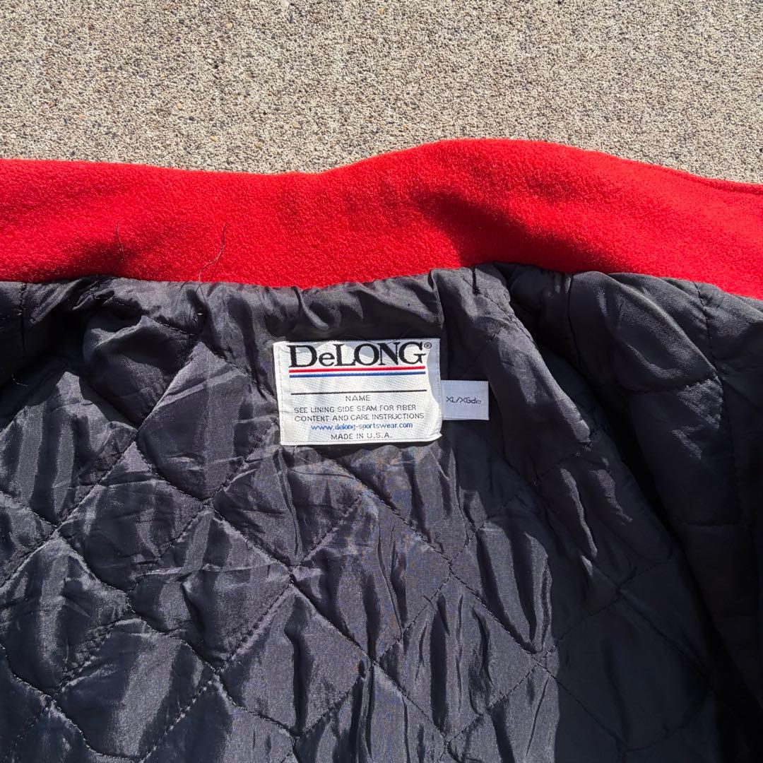 DeLONG デロング スタジャン アメリカ製 XC 本革 レザー 赤白 90s