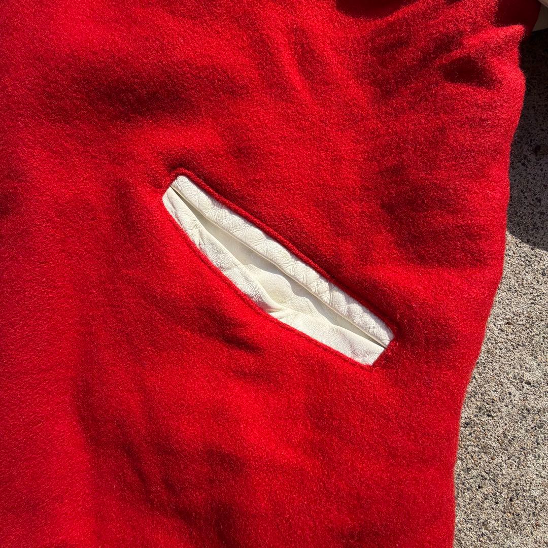 DeLONG デロング スタジャン アメリカ製 XC 本革 レザー 赤白 90s