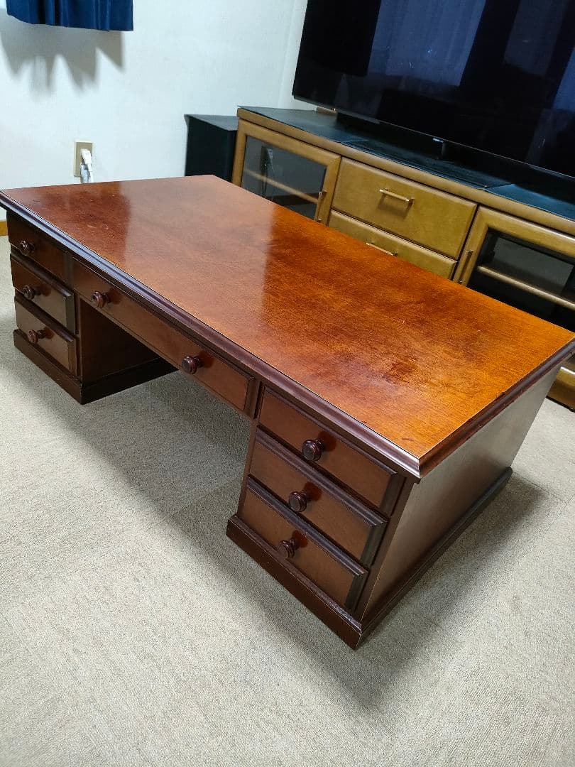 【希少】両袖文机　座机　ローデスク　書斎　 和家具　アンティーク　サクラ材