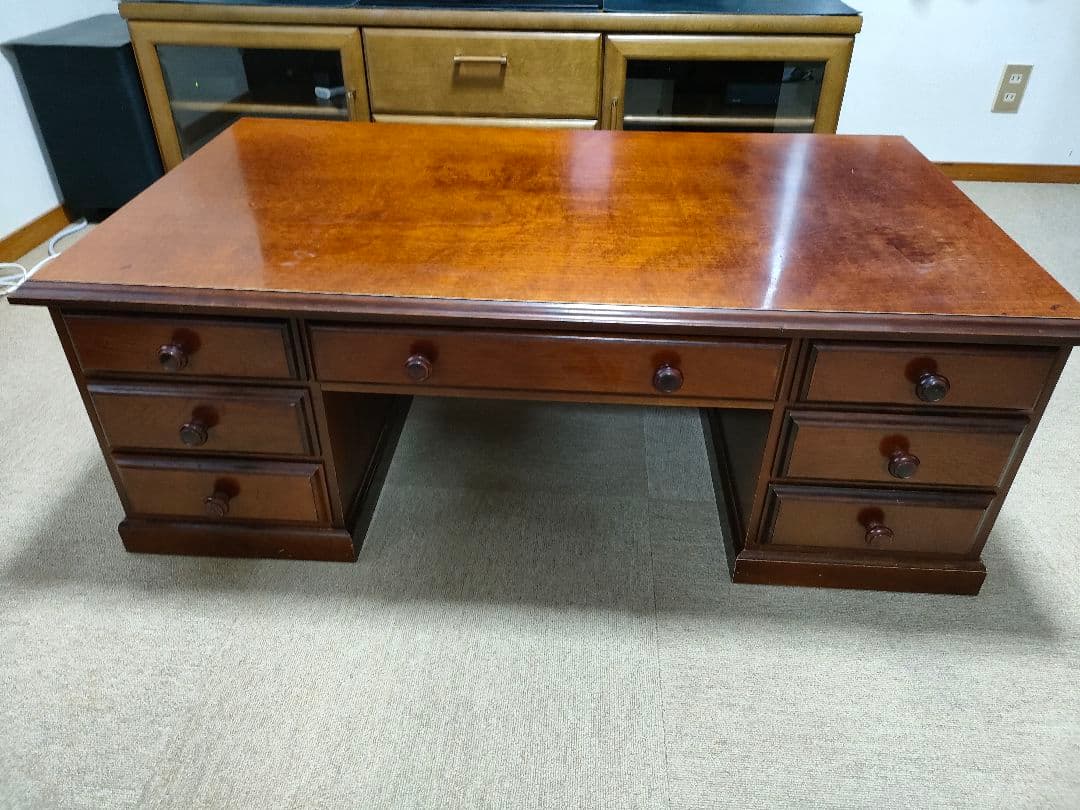 【希少】両袖文机　座机　ローデスク　書斎　 和家具　アンティーク　サクラ材