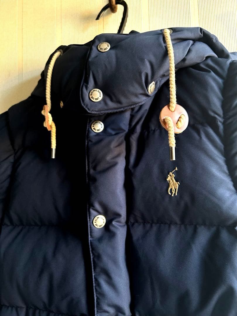 ポロ・ラルフ・ローレン フード付きダウンベスト ネイビー　【新品同様】美品