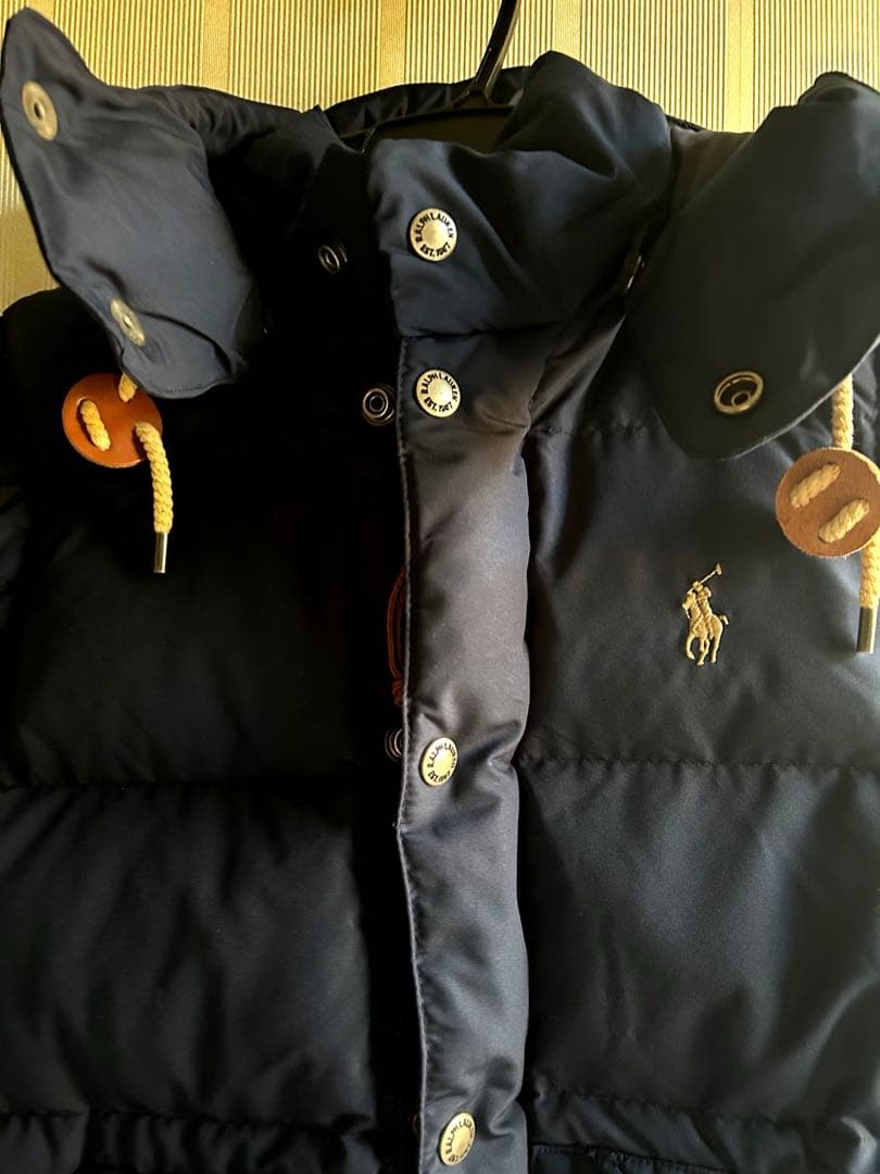 ポロ・ラルフ・ローレン フード付きダウンベスト ネイビー　【新品同様】美品