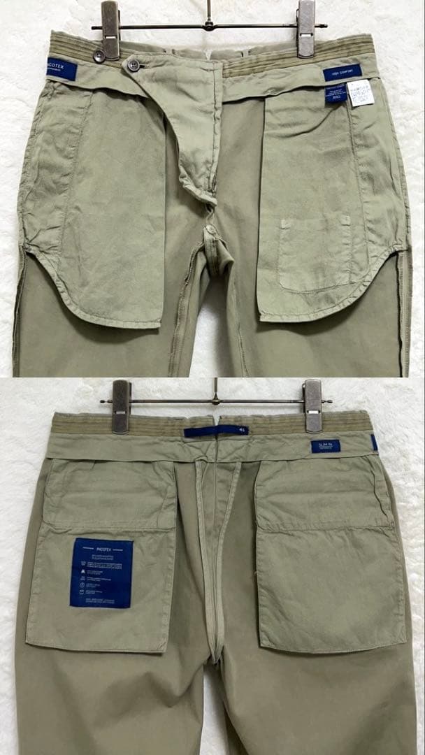 【美品】INCOTEX メンズ 製品染め パンツ 46 M 79cm 薄カーキ