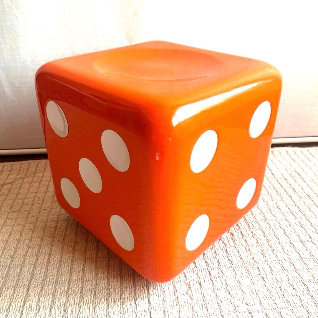 サイコロ型　ビンテージスツール　オレンジ