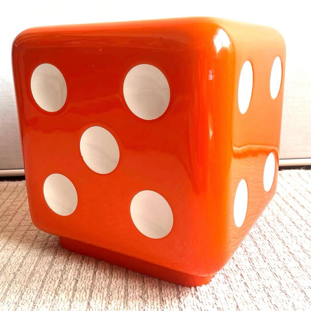 サイコロ型　ビンテージスツール　オレンジ